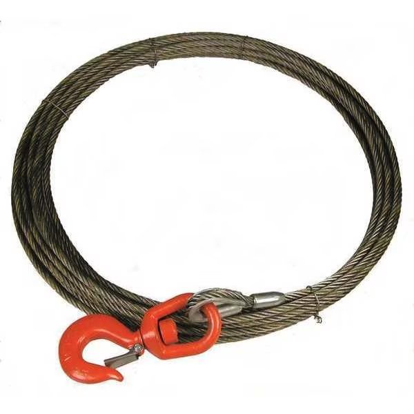 Winch Cable, 3/8 In. x 75 ft., Includes: Swivel Latch Hook, Lift-All, Mfr#: 38WISX75