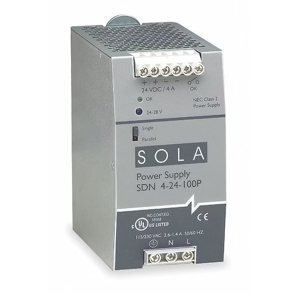 DC Power Supply, 115/230V AC, 24V DC, 120W, 5A, DIN Rail/Chassis, Solahd, Mfr#: SDN524100P