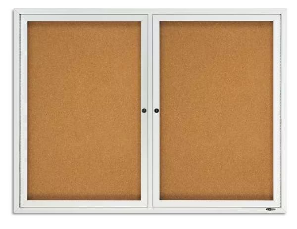 Enclosed Cork Bulletin Board 36" x 48", 2 Door, Quartet, Mfr#: 2364GGS