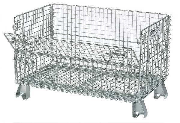Silver Collapsible Bulk Container, Steel, 5 cu ft Volume Capacity, Nashville Wire, Mfr#: JR5