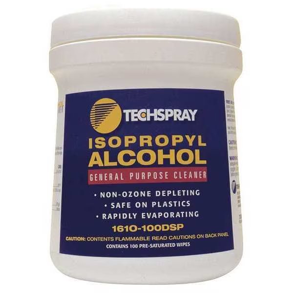 Canister, 100 Wipes, 8 in x 5 in, Techspray, Mfr#: 1610-100DSP