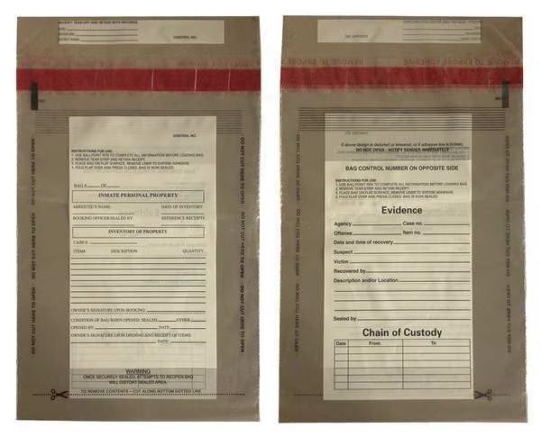 Evidence Bag, Dual Sided, 12 x 9 In, PK100, Cortech, Mfr#: C-3-2051