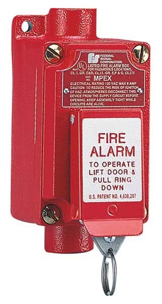 Fire Alarm Pull Station, Red, Federal Signal, Mfr#: MPEX