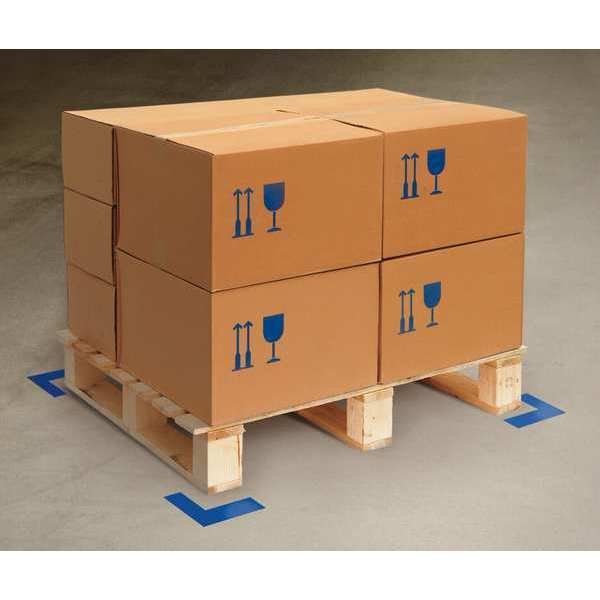 Floor Marking Tape, Angle, 2In W, Bl, PK100, Mighty Line, Mfr#: ANGLEB