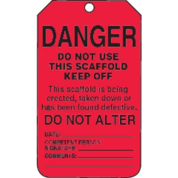 Danger Tag, 5-7/8 x 3-3/8 In, Bk/R, PK25, Accuform, Mfr#: TSS101PTP