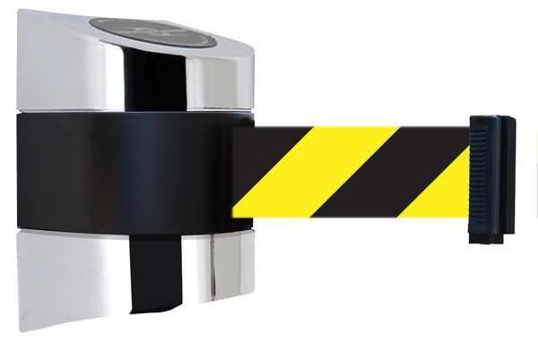 Belt Barrier, Chrome, Belt Yellow/Black, Tensabarrier, Mfr#: 897-15-S-1P-NO-D4X-C