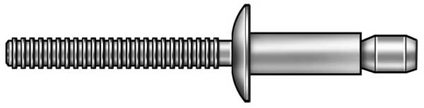 Blind Rivet, Dome Head, 3/16 in Dia., 27/64 in L, Steel Body, 250 PK, Stanley Engineered Fastening, Mfr#: SD64BS200
