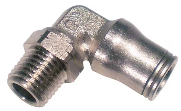 Push-to-Connect, Threaded 90 Degree Swivel Male Elbow, 3/8 in Tube Size, Brass, Silver, Legris, Mfr#: 3609 60 18
