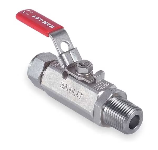 1/4" MNPT x Compr Stainless Steel Ball Valve Inline, Ham-Let, Mfr#: H-795-SS-NL-1/4 x 1/4-T-LD