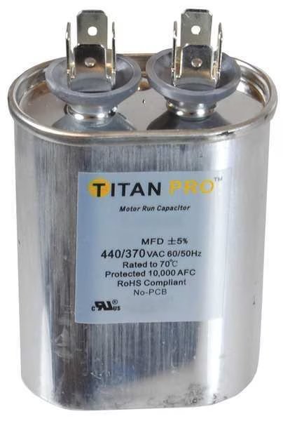 Motor Run Capacitor, 6 MFD, 3-3/16 In. H, Titan Pro, Mfr#: TOCF6