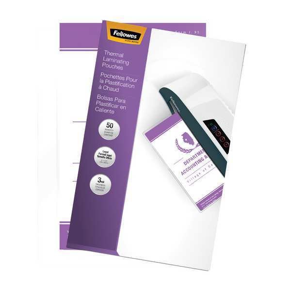 Laminating Pouch, Legal, 3 mil, PK50, Fellowes, Mfr#: 52226