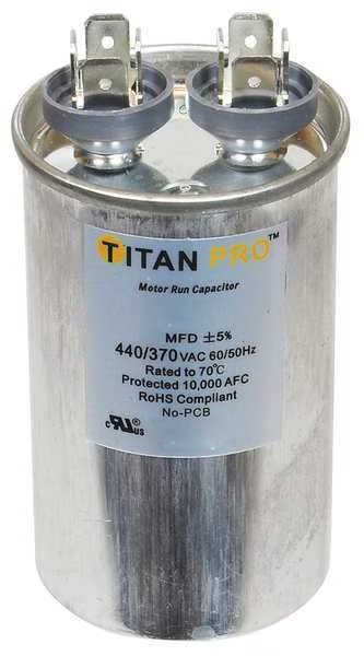 Motor Run Capacitor, 5 MFD, 2-7/8 In. H, Titan Pro, Mfr#: TRCF5