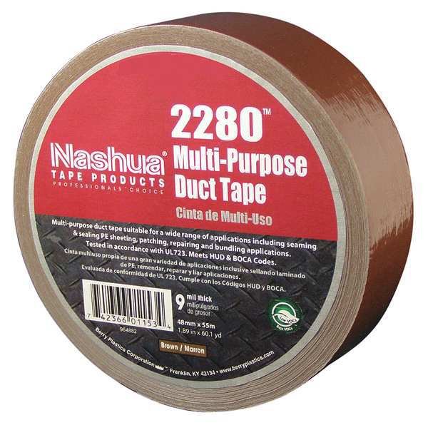 Duct Tape, 48mm x 55m, 9 mil, Brown, Nashua, Mfr#: 2280