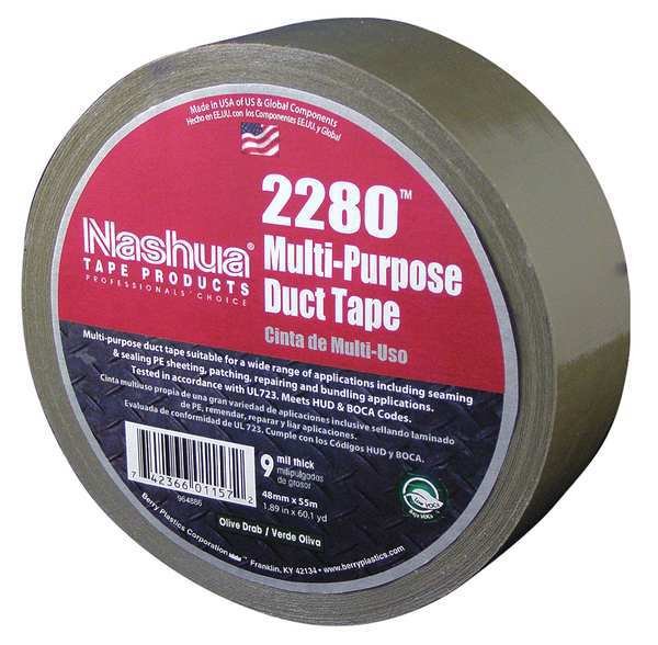 Duct Tape, 48mm x 55m, 9 mil, Olive Drab, Nashua, Mfr#: 2280