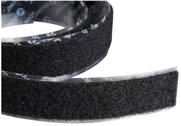 Reclosable Fastener, Rubber Adhesive, 75 ft, 2 in Wd, Black, Velcro Brand, Mfr#: 120224