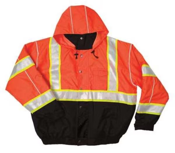 Bomber Jacket, Hi-Vis, Orange, 2XL, Kishigo, Mfr#: JS120-2X
