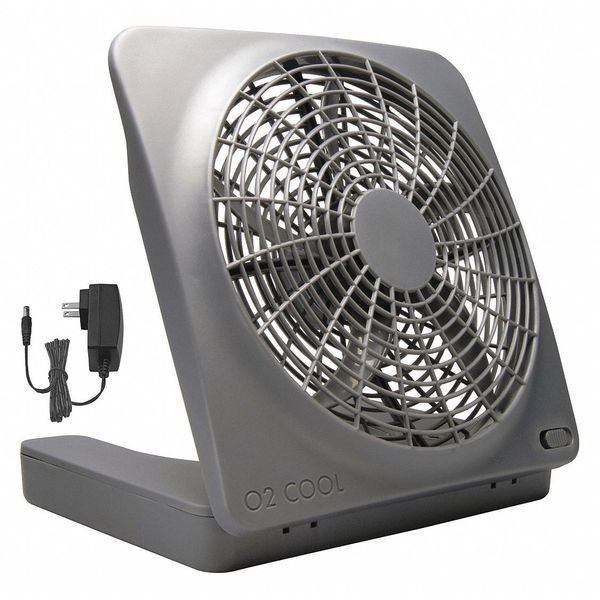 10" Compact Fan, 2 Speeds, Gray, Plug-in with the AC adapter, Treva/O2Cool, Mfr#: FD10101A