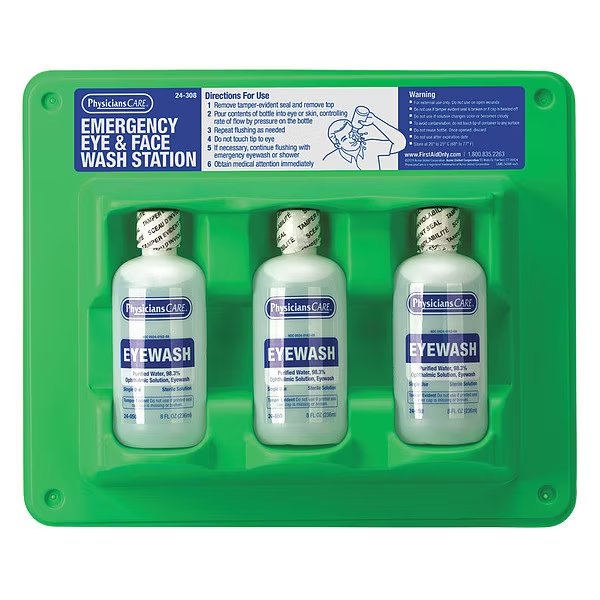 Eye Wash Station, 8 oz., 11inHx12inWx2inD, Physicianscare, Mfr#: 24-308
