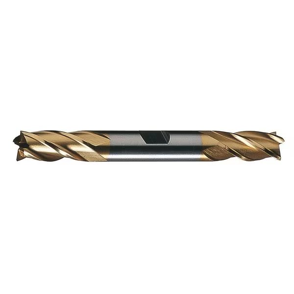 4-Flute HSS Center Cutting Square Double End Mill Cleveland HD-4C-TN TiN 5/16x3/8x3/4x3-1/2, Cleveland, Mfr#: C33071