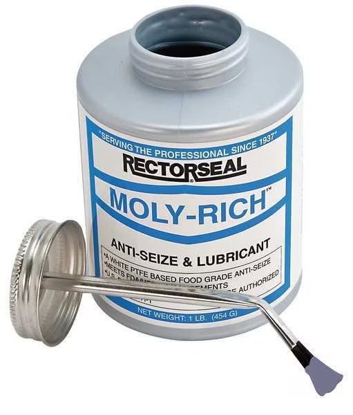 Anti Seize, Moly Paste, 16 oz, Brush Top, Rectorseal, Mfr#: 71431