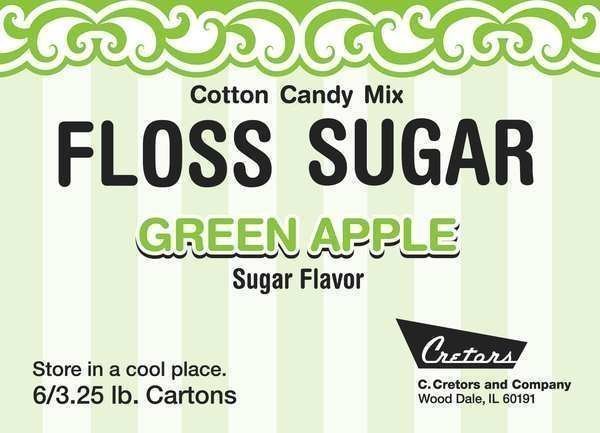 Cotton Candy Green Apple Mix, 3-1/4lb, PK6, Cretors, Mfr#: 7409-GA