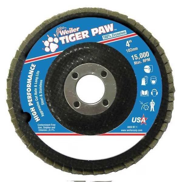 Abrasive Flap Disc, Coarse, 4in., Phenolic, Weiler, Mfr#: 98822