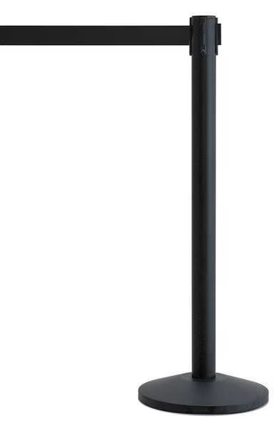 Barrier Post with Belt, Metal, 7-1/2 ft. L, Queueway, Mfr#: QWAYPOST-33-B9