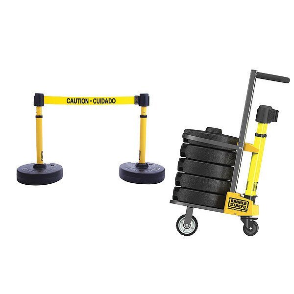 PLUS Barricade, Yellow, Caution - Cuidado, Banner Stakes, Mfr#: PL4002