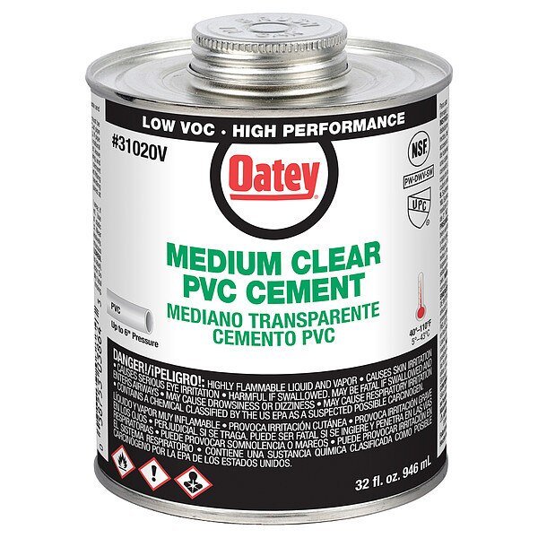Cement, Brush-Top Can, 32 fl oz, Clear, Oatey, Mfr#: 31020V