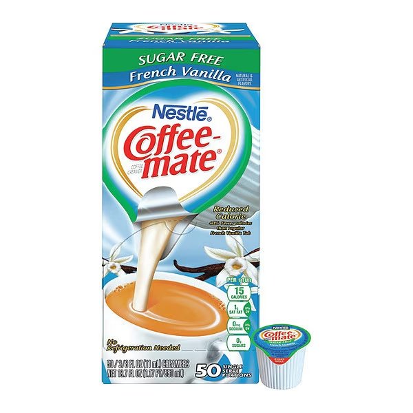 Creamer, French Vanilla, Sugar Free, PK50, Nestle Professional, Mfr#: 91757