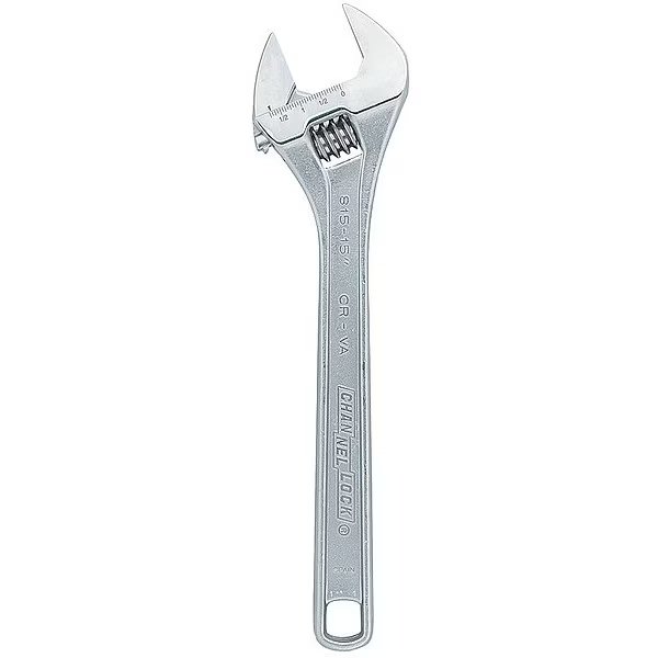 Adj. Wrench, 15", 1-21/32" Cap., Chrome, Channellock, Mfr#: 815
