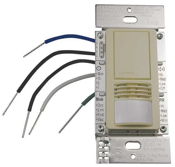Occupancy Sensor, PIR/Ult, 900sq ft, Ivory, Lutron, Mfr#: MS-B102-IV