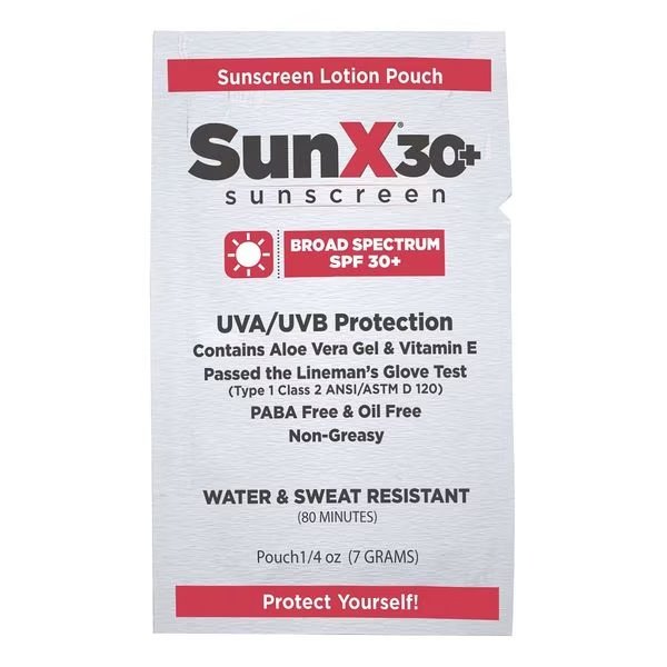 Sunscreen Packet, 7g, SPF30, PK300, Sunx, Mfr#: 18-399