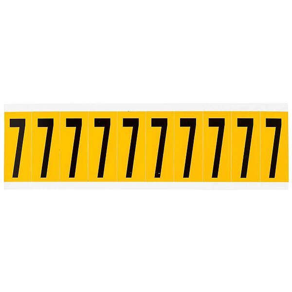 Number Label, 7, 2-1/4in.Hx7/8in.W, Vinyl, Brady, Mfr#: 1534-7
