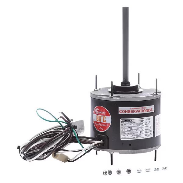 Condenser Fan Motor, 1/4 HP, 1075 rpm, 1.9, Century, Mfr#: FE1026SU