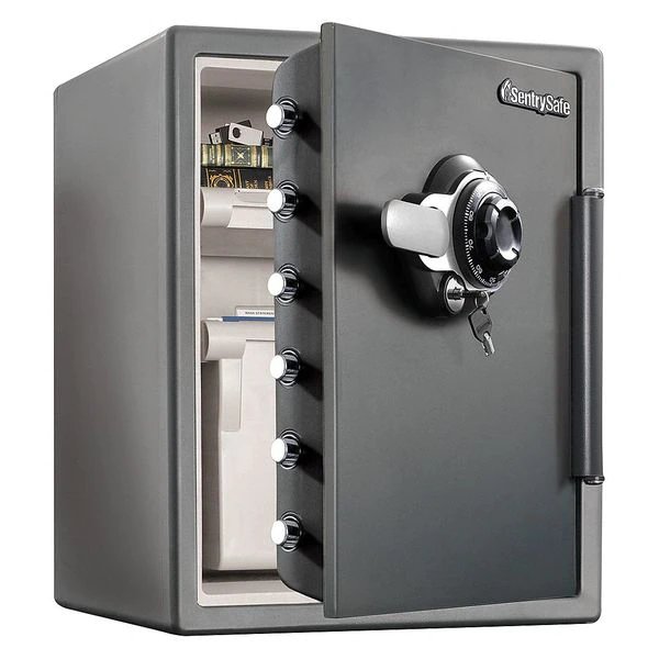 2.05 cu ft Fire Rated Security Safe, 124.8 lbs, 1 hr. Fire Rating, Gray, Sentry Safe, Mfr#: SFW205DPB
