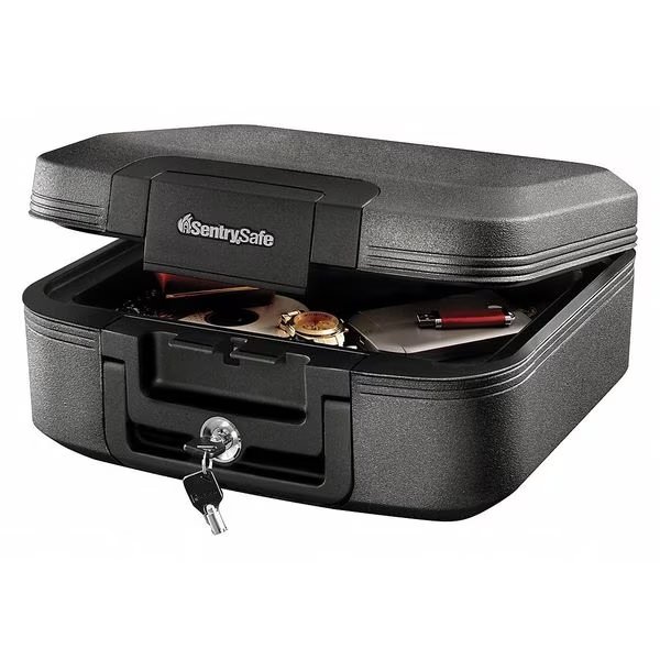 0.28 cu ft Fire Rated Chest Safe, 20 lb, Privacy Key Lock, 6-3/5 in H x 15-2/5 in W x 14-1/3 in D, Sentry Safe, Mfr#: CFW20201