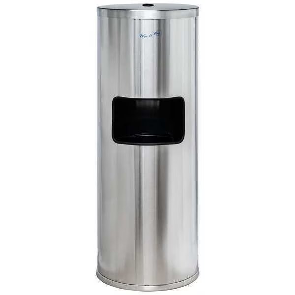 Round Wet Wipe Dispenser and Waste Bin, Silver, Poopy Pouch, Mfr#: WA-FAC-SS