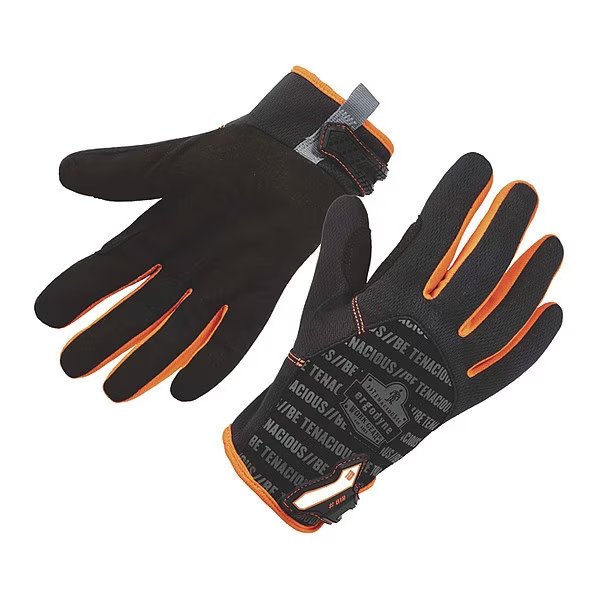Mechanics Gloves, S, Black/Orange, Breathable Polyester Mesh, Proflex By Ergodyne, Mfr#: 812