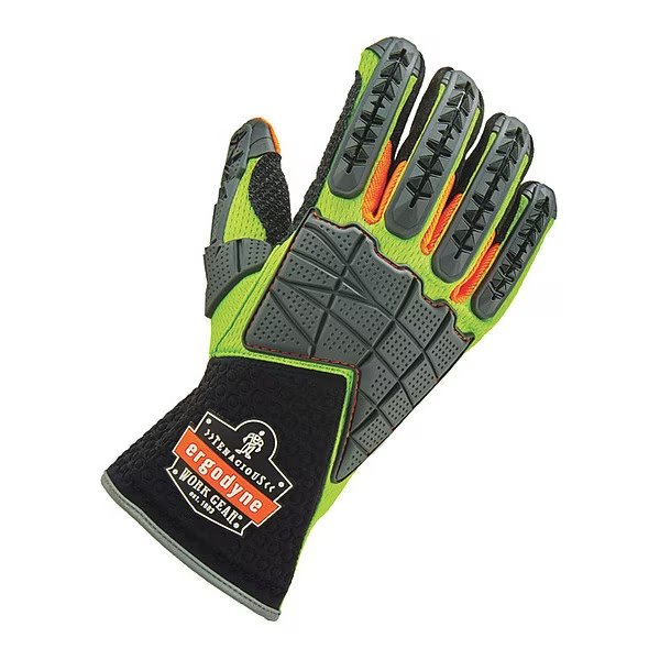 Hi-Vis Mechanics Impact Gloves, L, Lime/Black/Orange, Breathable Mesh, Proflex By Ergodyne, Mfr#: 925F(X)