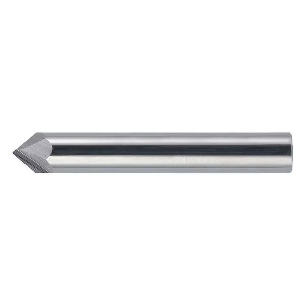 2-Flute Carbide Single End 60° Chamfer Tool Cleveland CEM-CH-2R Bright 1/4"x1/4"x2-1/2", Cleveland, Mfr#: C61116