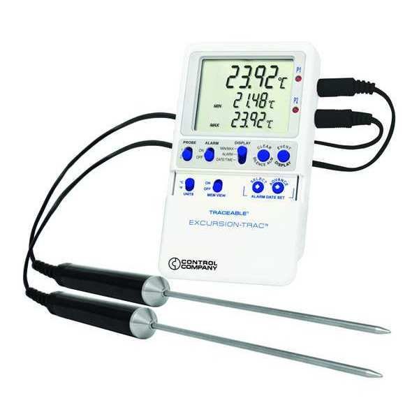 Digital Data Logging Thermometer, Excursion-Trac™ with (2) Stainless Steel Probe Style, Traceable, Mfr#: 6436