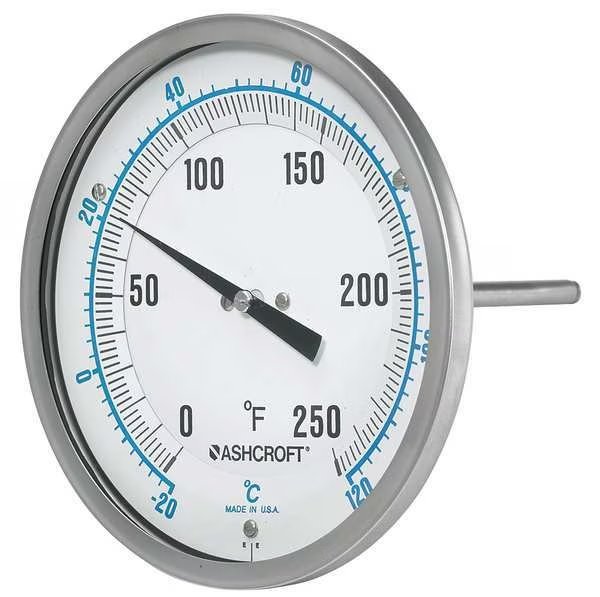 Dial Thermometer, Bi-Metallic, 1/4 in, Ashcroft, Mfr#: 50EI60R