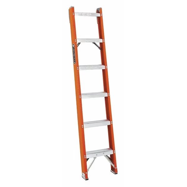 Straight Ladder, Fiberglass, Natural Finish, 300 lb Load Capacity, Louisville, Mfr#: FH1006