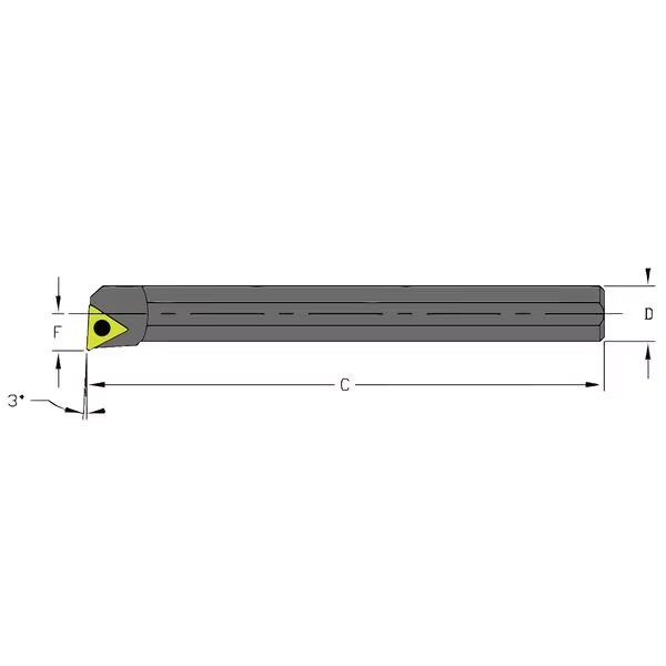 Indexable Boring Bar, S08M STUPR2-312, 6 in L, High Speed Steel, Triangle Insert Shape, Ultra-Dex Usa, Mfr#: S08M STUPR2