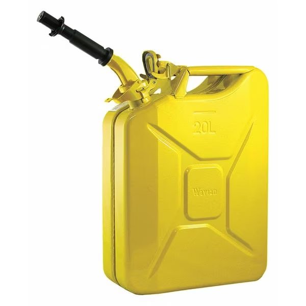 5.3 gal Yellow Cold Rolled Steel Gas Can Gasoline, Wavian, Mfr#: 2238C