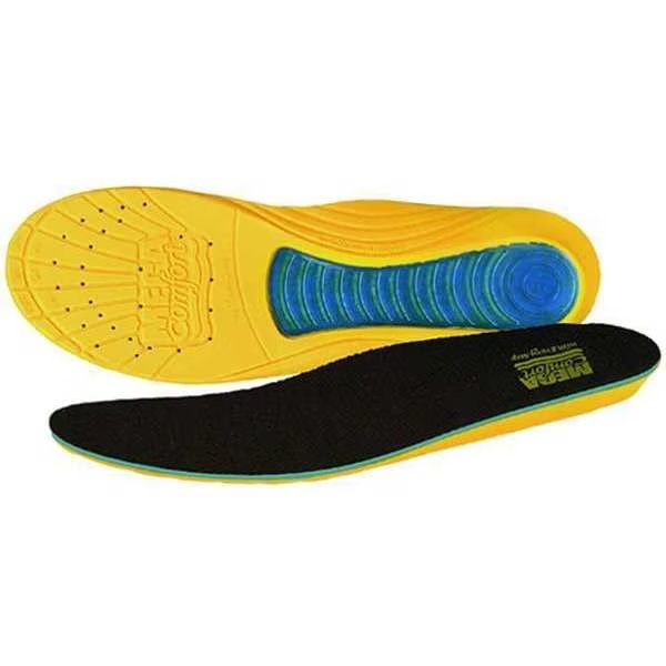 MegaSole Insole, Gel, Medium/High Arch Type, Yellow/Black, Men's 8-9, Women's 10-11, 1 Pair, Megacomfort, Mfr#: MS