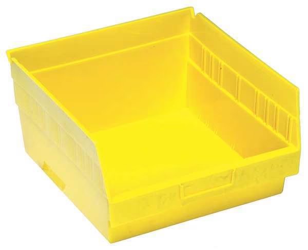 Shelf Storage Bin, Polypropylene, 11 1/8 in W, 8 in H, 11 5/8 in L, Yellow, Quantum Storage Systems, Mfr#: QSB809YL
