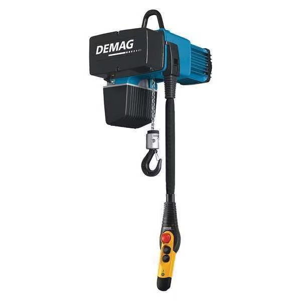 Electric Chain Hoist, 500 lb, 16 ft, Hook Mounted - No Trolley, 460V, Blue, Demag, Mfr#: DC Com 2-250 1/1 H5 V7.2/1.8 460/60
