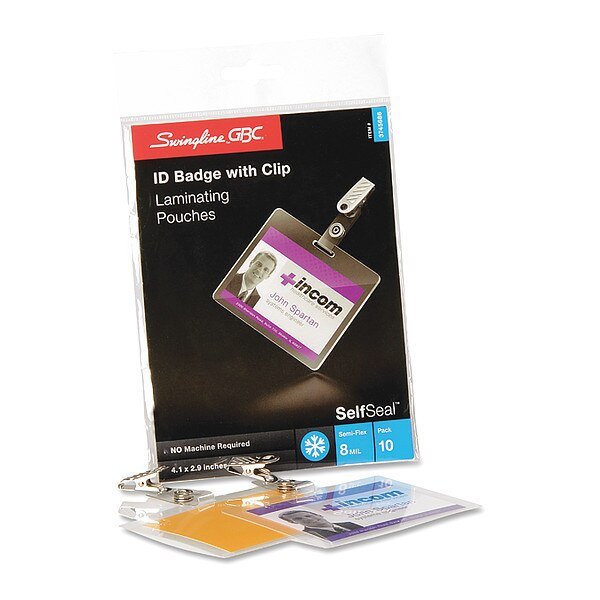 Pouch, Lam, Badge, Self-Adh, Cr, PK10, Swingline Gbc, Mfr#: 3745686